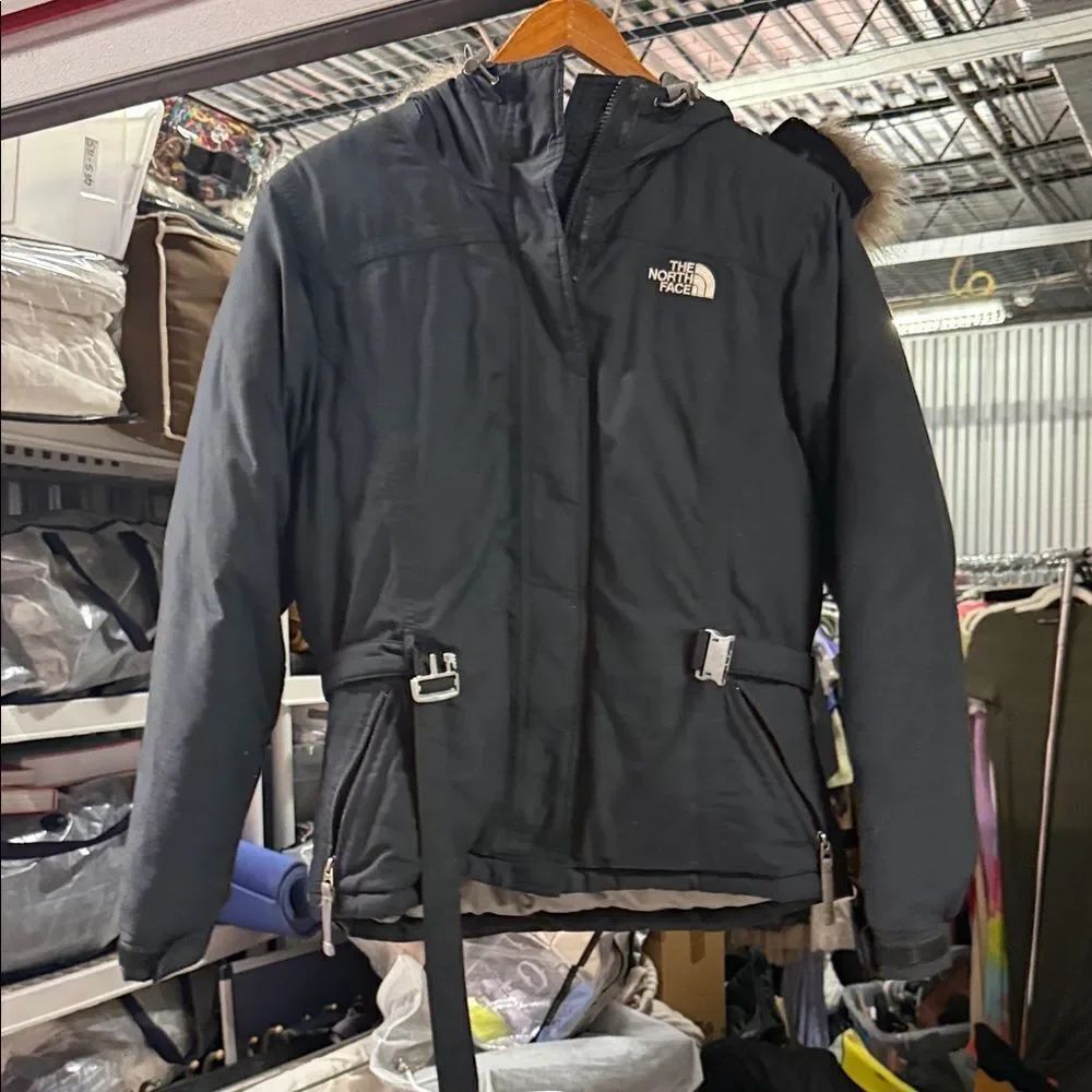 The North Face Womens Dark Gray Performance Fur Hooded Womens Jacket LIKE NEW